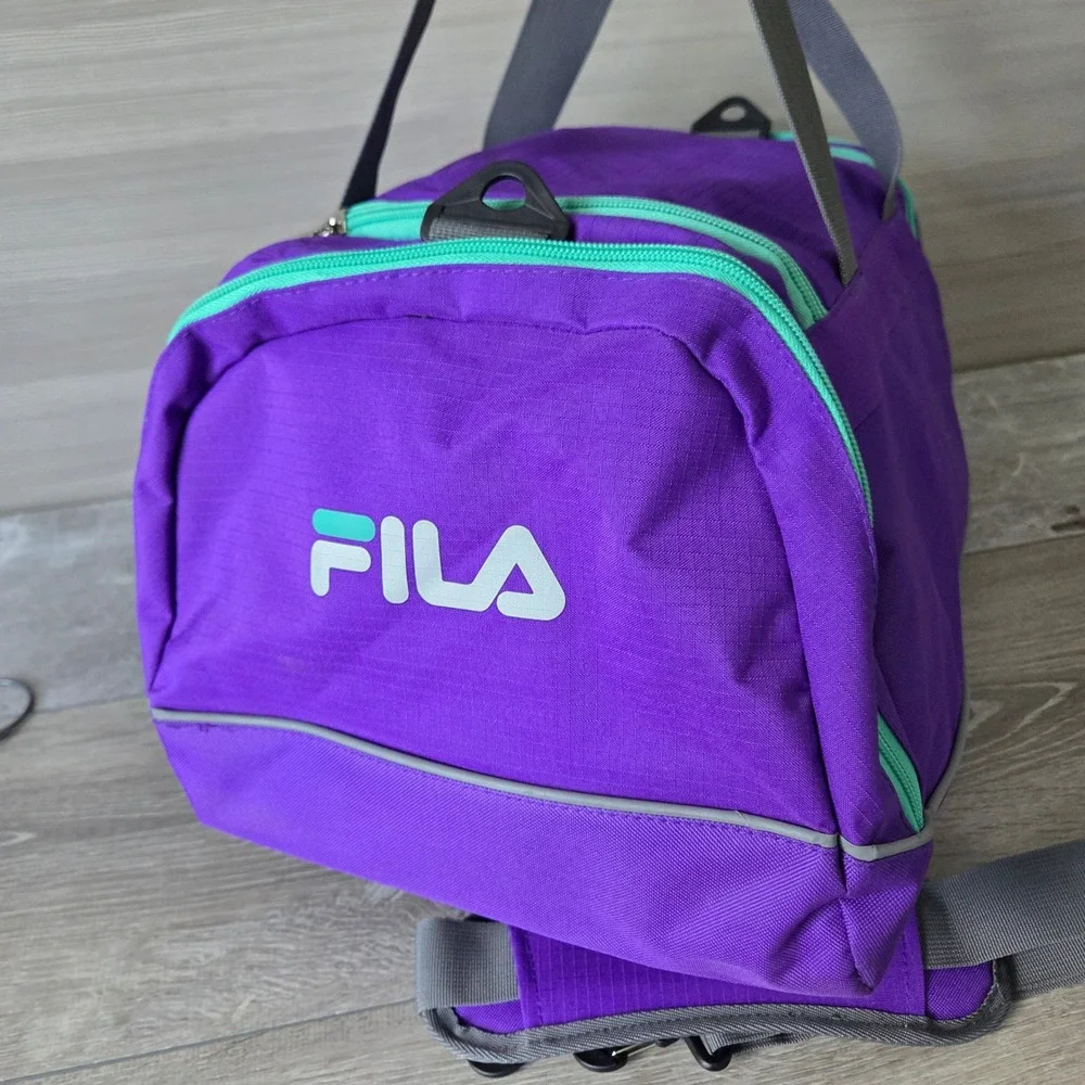 Fila Sport Duffle Bag Purple Teal Polyester Ripstop Gym Travel Carry On